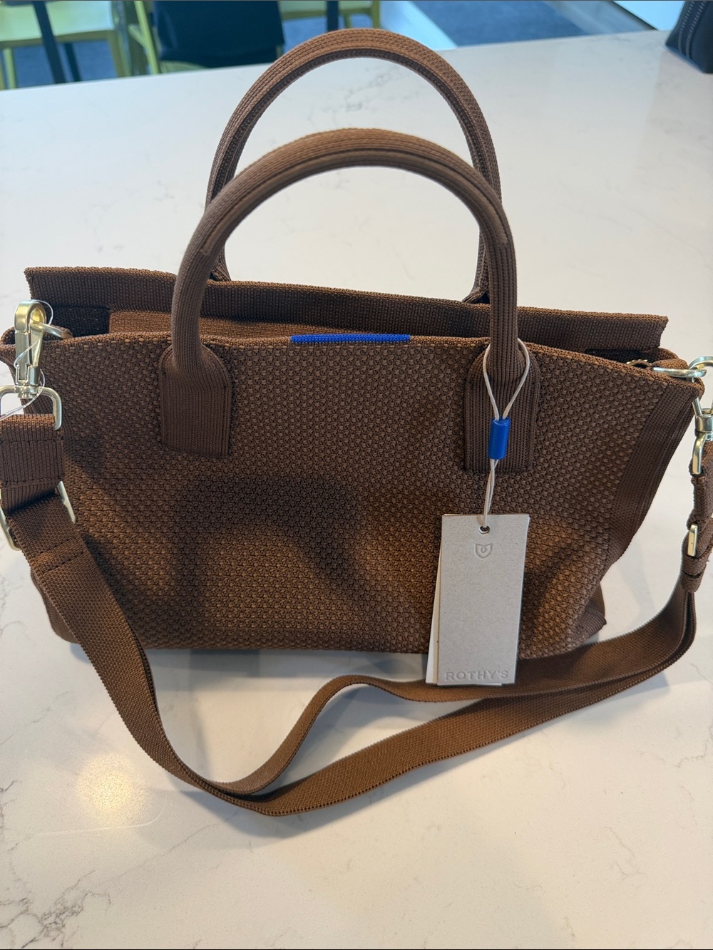 Rothy's Brown Textured Top-Handle Satchel with Detachable Strap